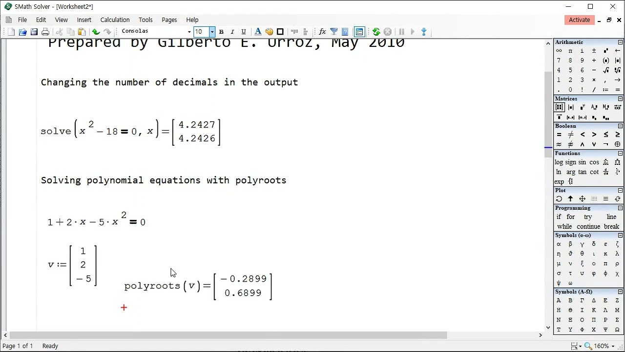 solve and polyroots