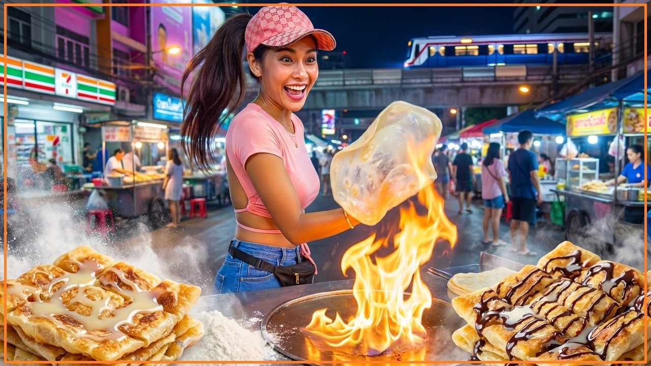 Puy roti леди красотка больше, чем барби. - Таиландская уличная еда