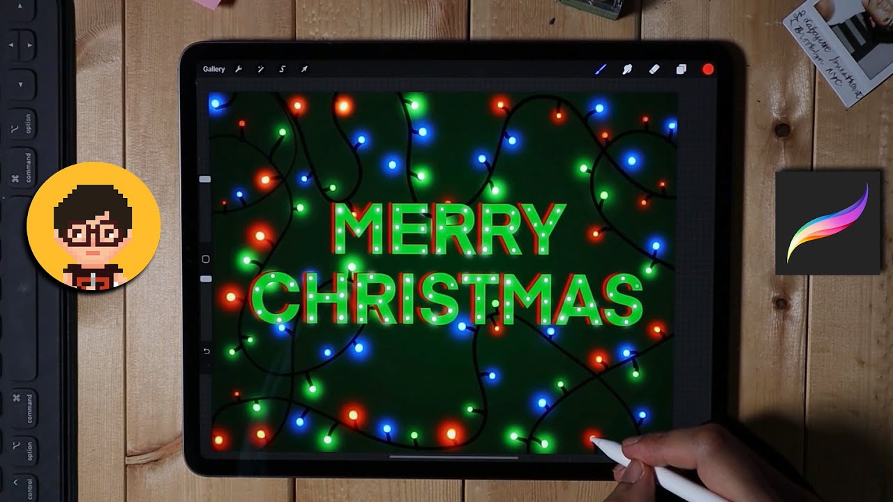 Animated Christmas Blinking Light in Procreate and iPad Pro 2020 I Procreate Poster Design