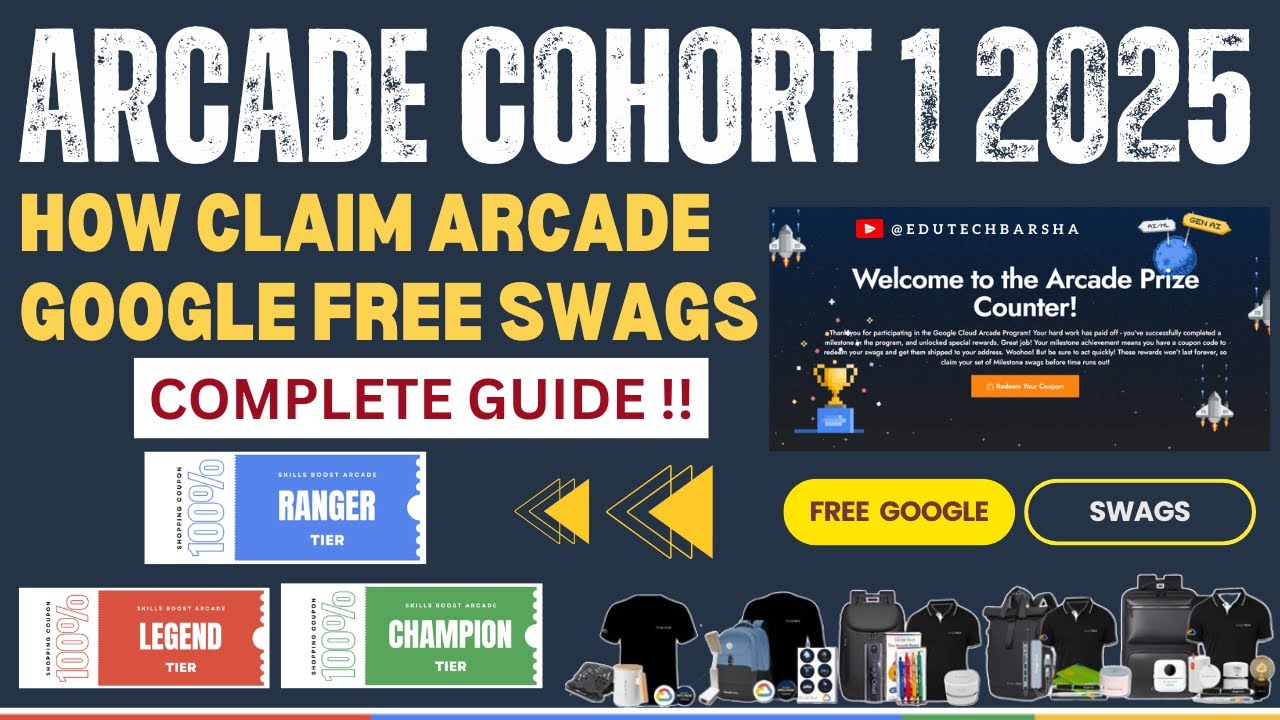 How to Claim Arcade Swags | Qwiklabs Arcade Swag Ranger/Champion/Legend Milestone | Free Google Swag