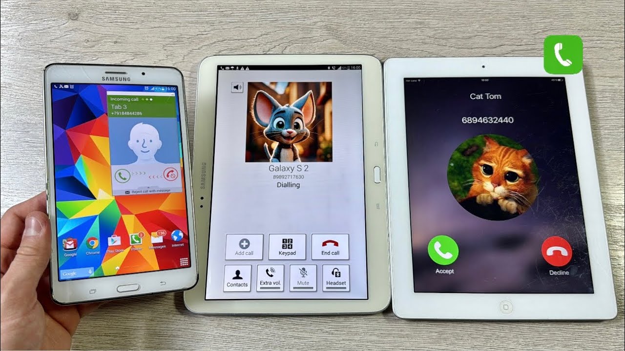 Samsung Tab4 vs Tab4mini incoming Call Ipad4 fake