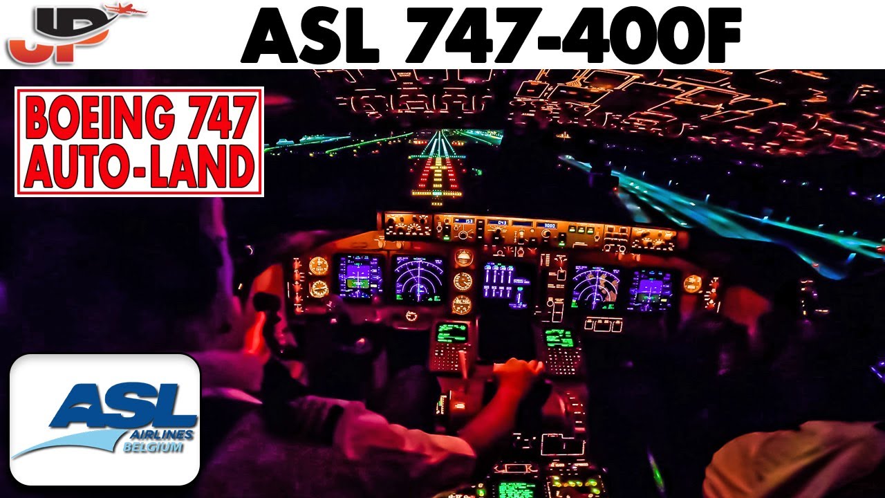 Boeing 747-400 Full Auto-Land, Crew lets plane land on its own!