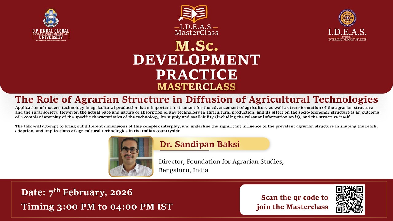 The Role of Agrarian Structure in Diffusion of Agricultural Technologies | Dr. Sandipan Baksi