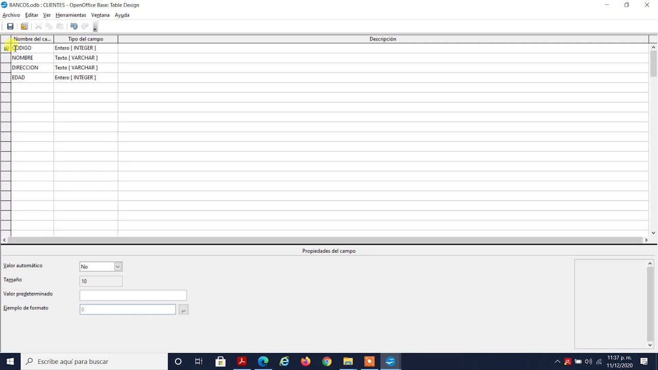 BASE DE DATOS OPEN OFFICE