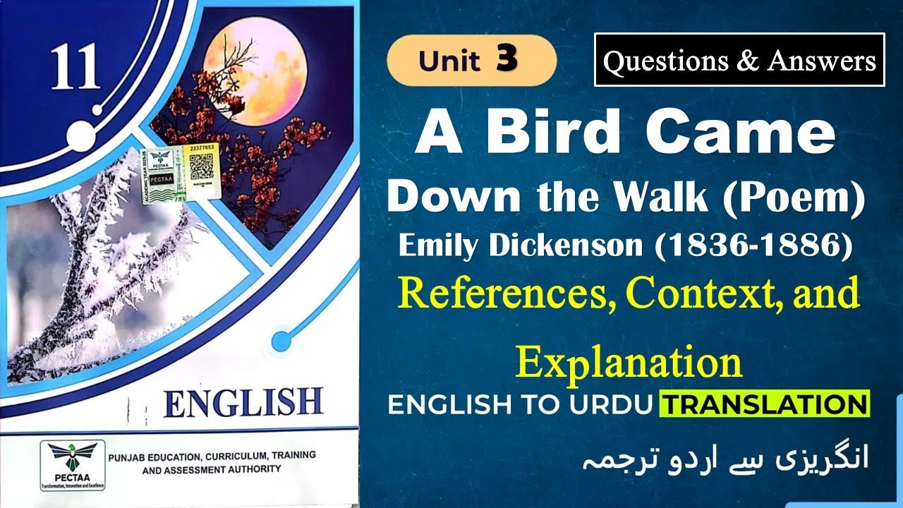 1st year  English | Unit 3 | A Bird Came Down the Walk | Explanation, Summary & Questions Chapter 3