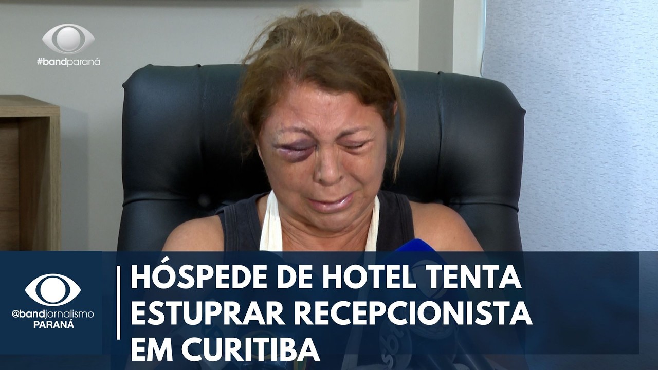 Recepcionista agredida por hóspede em Curitiba relata ataque | Coletiva completa