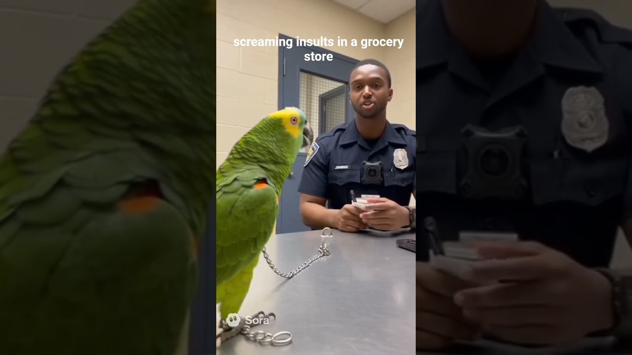 Parrot Arrested for Insulting People?! 🦜🚓 Hilarious Police Encounter! #aianimation #animation #viral