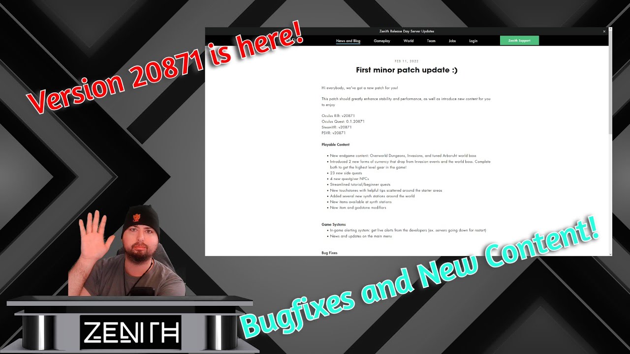 REDO: Zenith Patch Notes v20885 - Discussion & talking points for 20871
