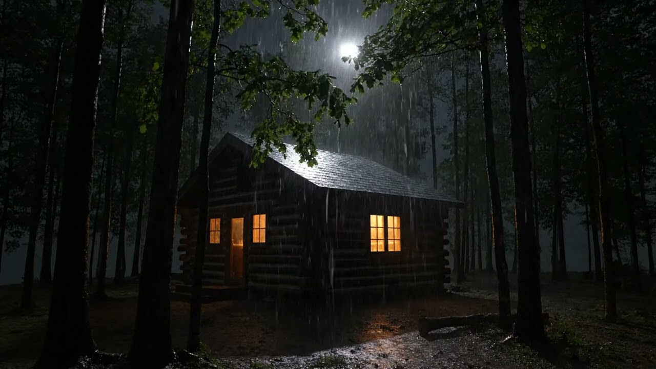 ASMR Night Rain in Cozy Forest for Sleep Better