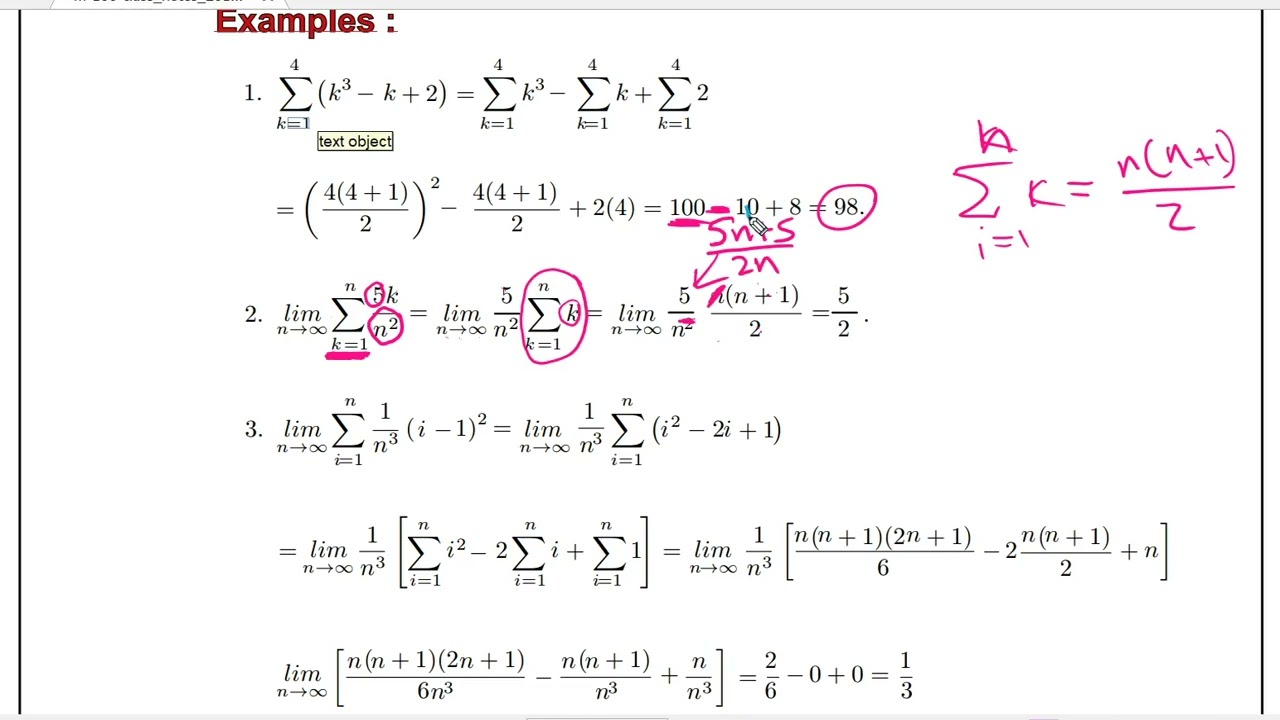 المجاميع والمساحة 🧮📉📈📊summation notation and area