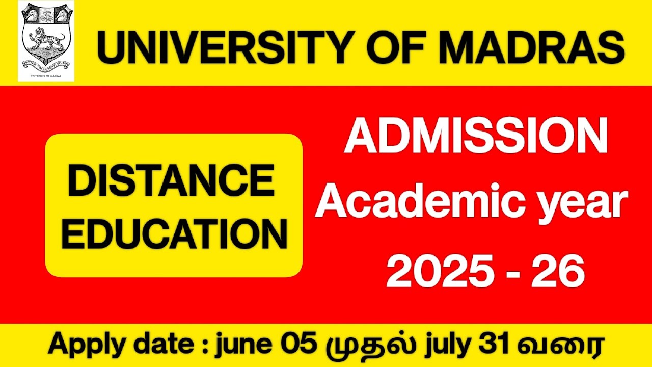 Madras University IDE Academic Year 2025-26 Admission