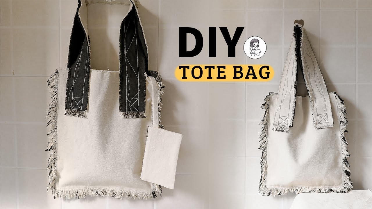 [Beginner-Friendly DIY] Two-Tone Tote Bag with Self-made Frayed Edges | Full Tutorial | Step by Step