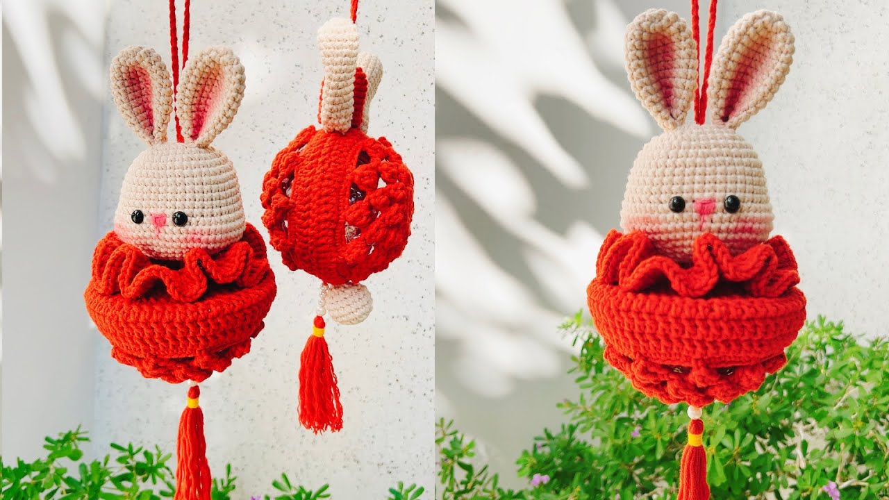 Crochet Bunny Lantern || Rabbit Lantern Amigurumi || Hướng dẫn móc đèn trung thu thỏ đơn giản nhất.