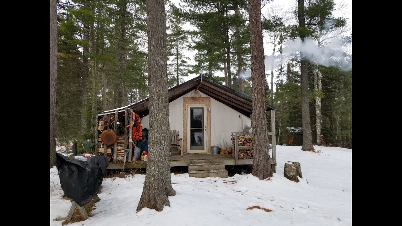 THE TENT. DEER CAMP 2020. Final Weekend. The woodbin is filled and ready for the Winter Trip.