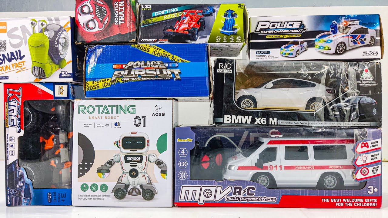 Unboxing R/C MPV Ambulance Hospital, BMW X6 M Scale 1:24, Rotating Smart Robot, Snail Run Fast.