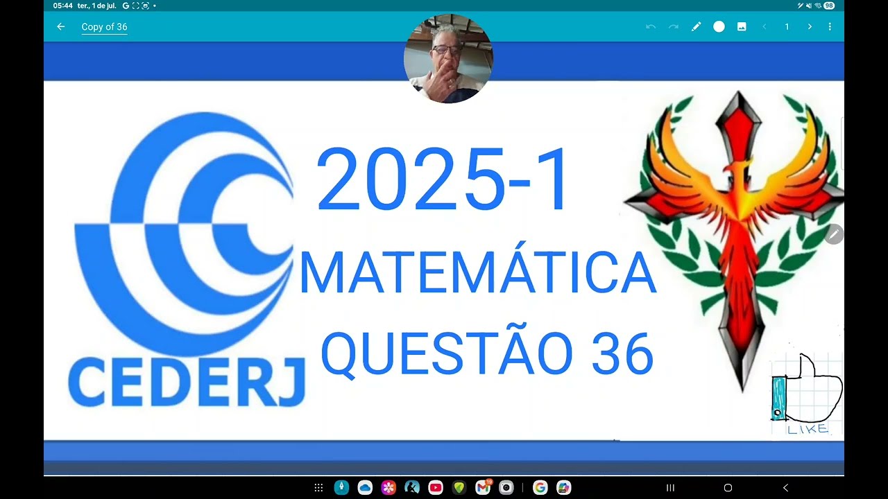 CEDERJ 2025-1 MATEM&Aacute;TICA, quest&atilde;o 36, refeita p&oacute;s erro