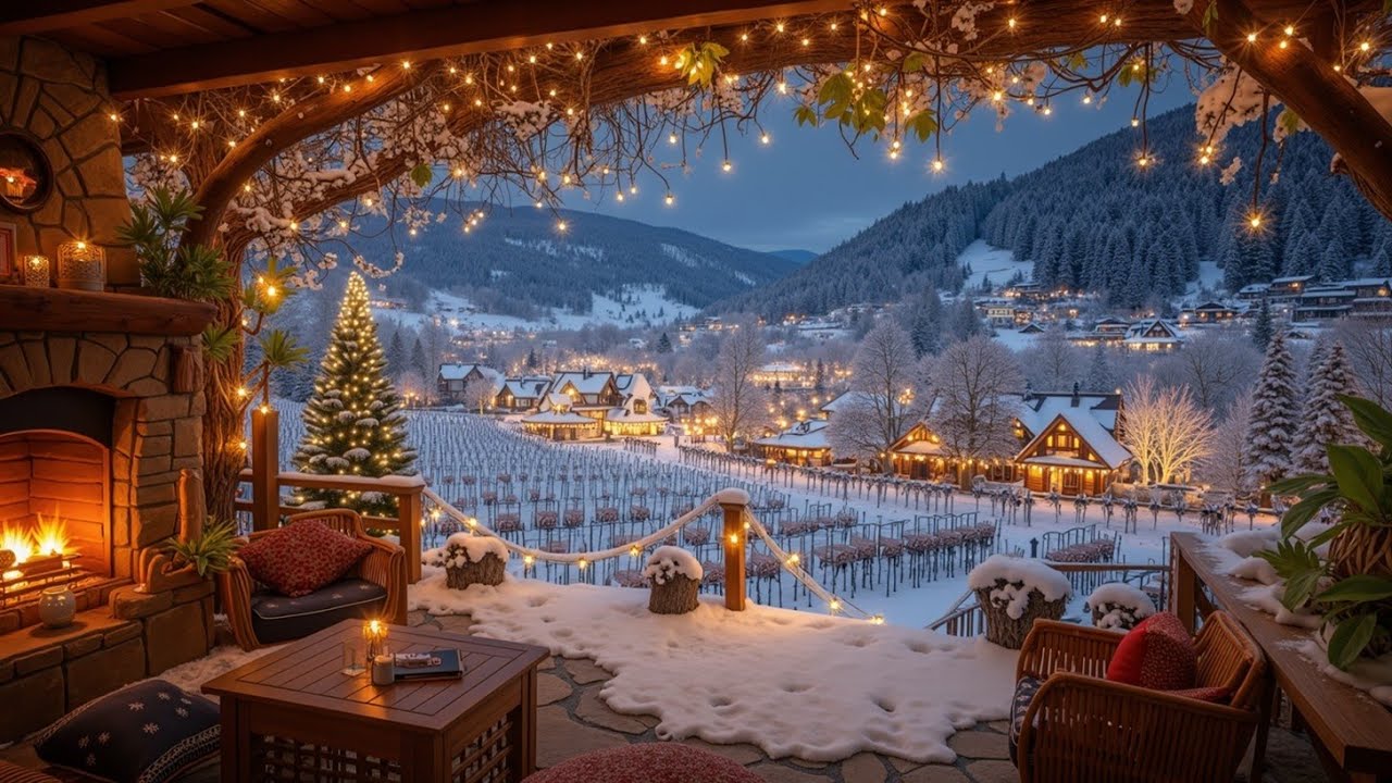Теплая зимняя атмосфера и виды заснеженных деревень для расслабления 🎄