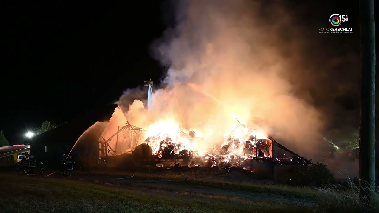 22 Feuerwehren bei Großbrand im Bezirk Perg im Einsatz