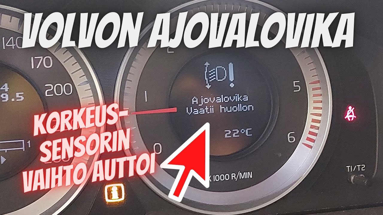 Ajovalovika - vaatii huollon | Korkeussensorin vaihto Volvo XC70 |