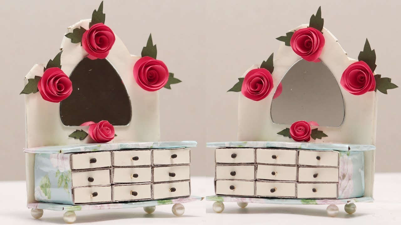 How To Make Dressing Table - Hand Made Matchbox Craft - Best From Waste Material - #DIYCrafts