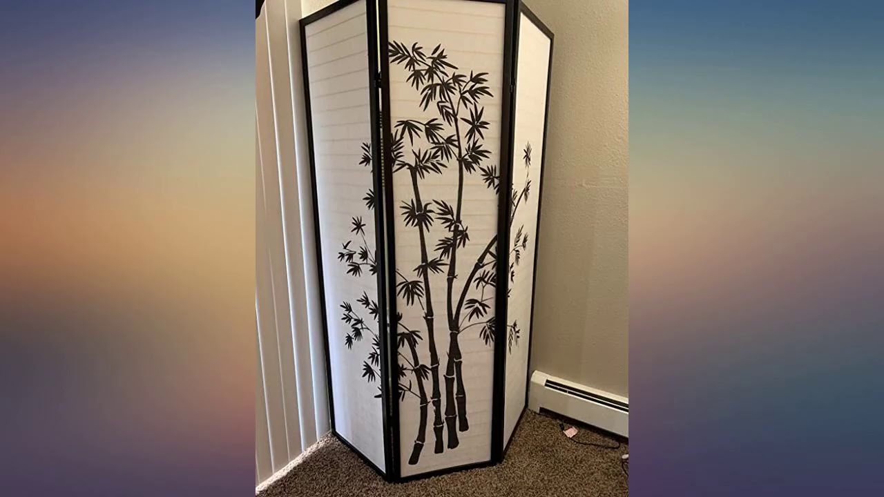 Roundhill Furniture 3-Panel Oriental Shoji Room Divider Screen, Black review