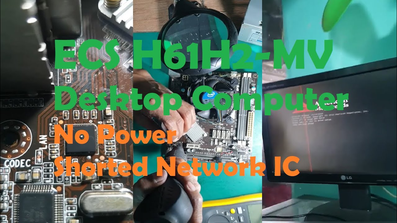ECS H61H2-MV Desktop Computer No Power│Shorted Network IC