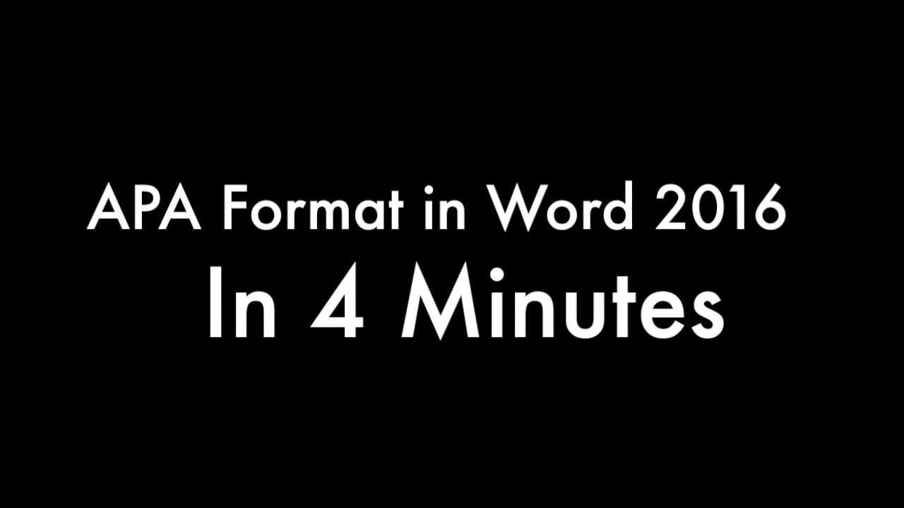 APA v6 Format in Word - in 4 Minutes V2