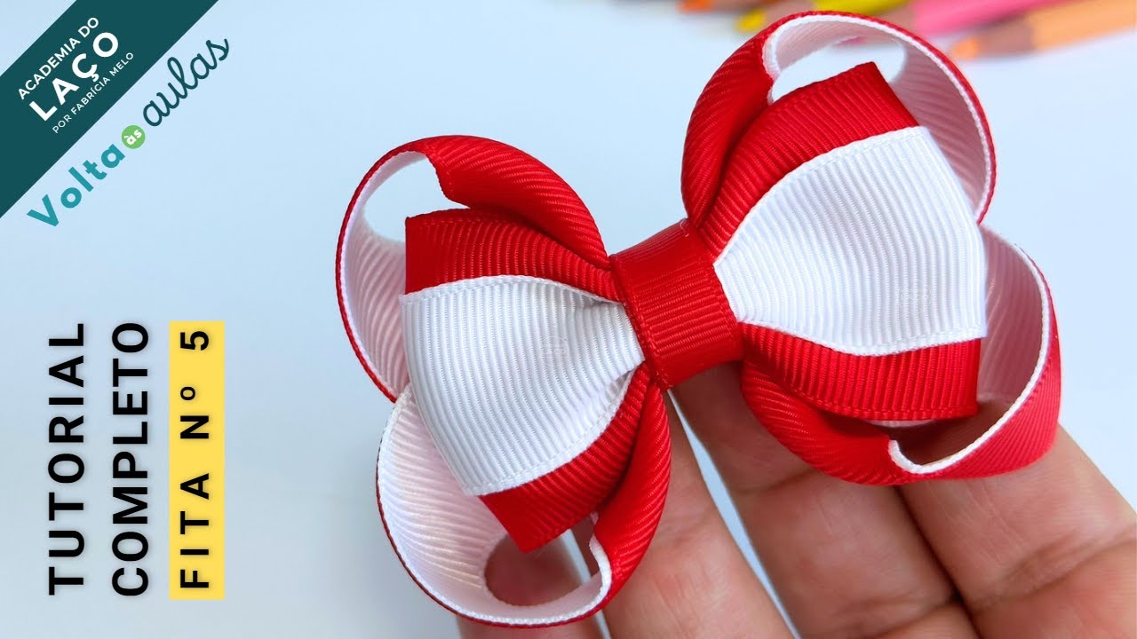Laço Amora escolar na fita número 5 #pap #papdelaços #ribbon