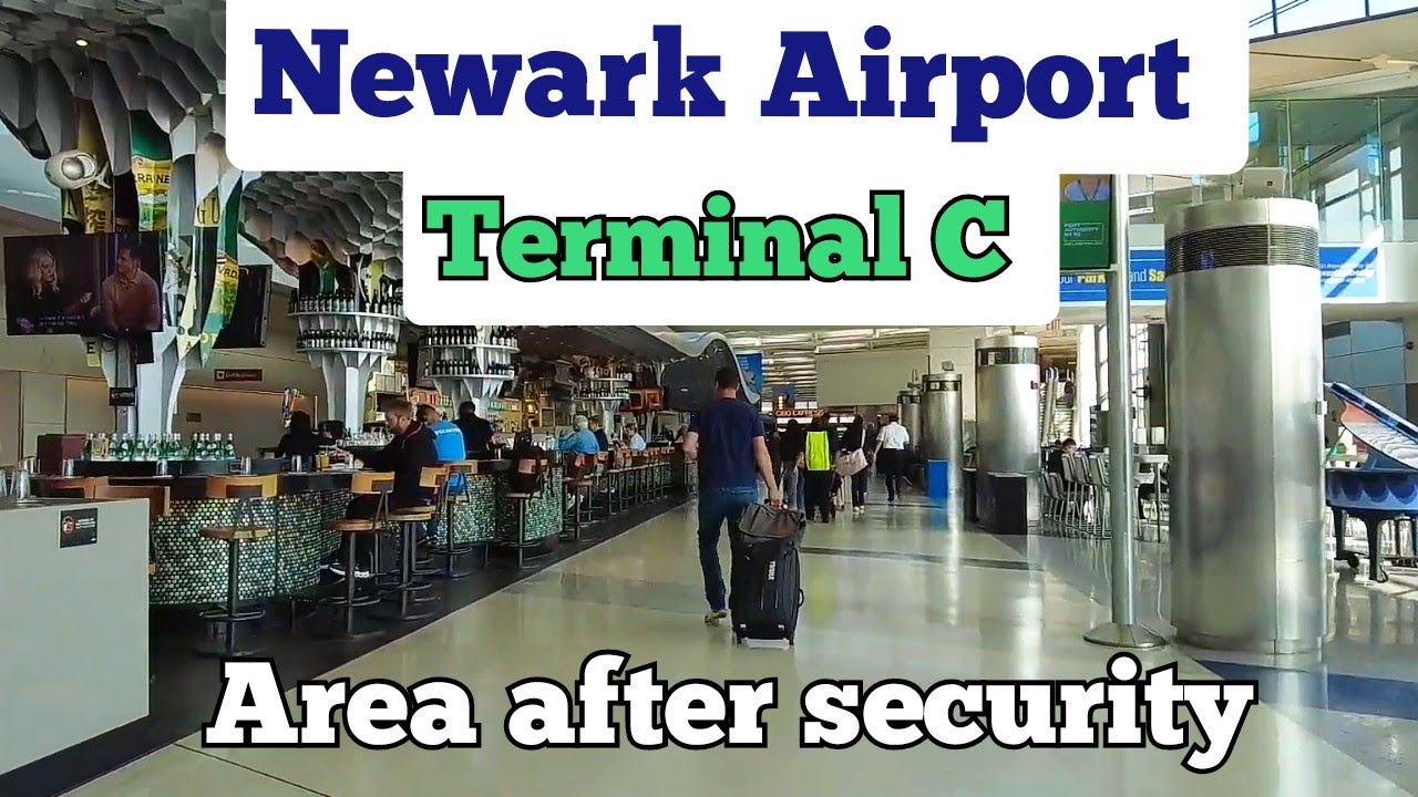 Walking in Terminal C at Newark Liberty Int'l Airport in Newark, NJ, USA | Area after security