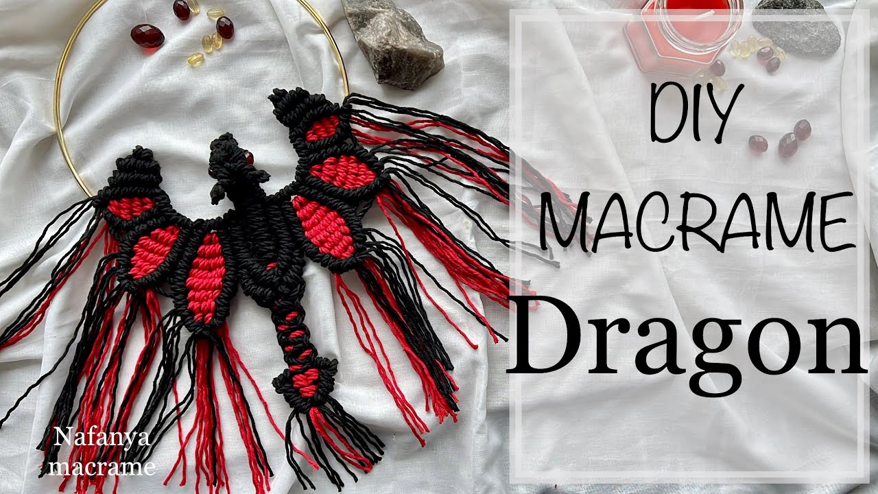 DIY MACRAME DRAGON step by step, macrame wreath dragon, macrame ornament easy. Macrame decor
