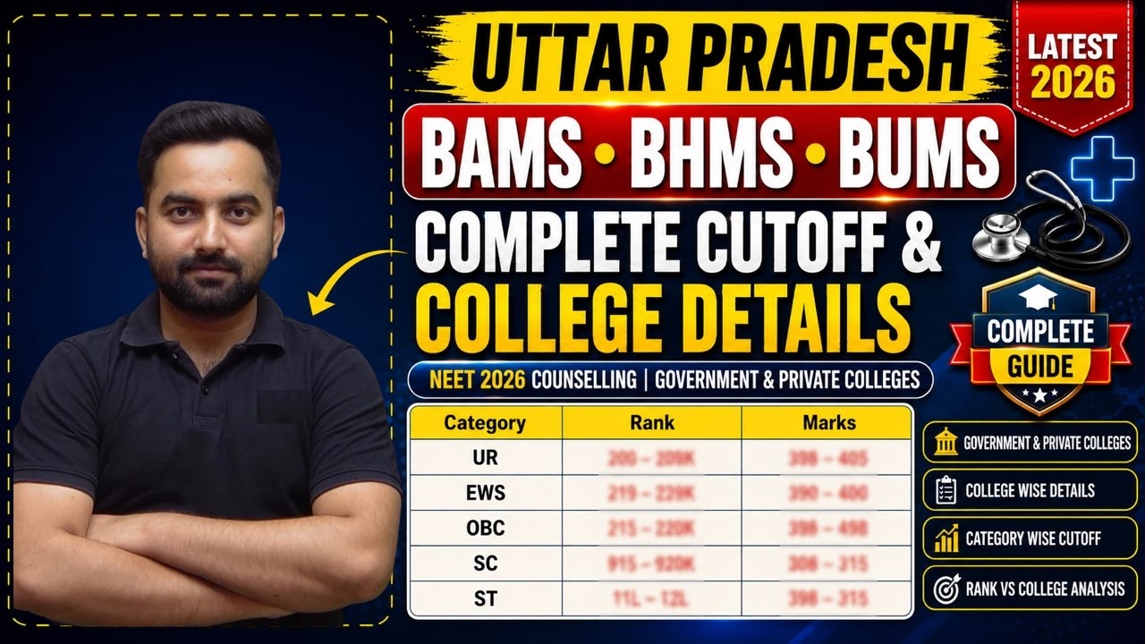 UP BAMS, BHMS & BUMS Complete Cutoff 2026 🔥 | Government & Private College Details | NEET 2026