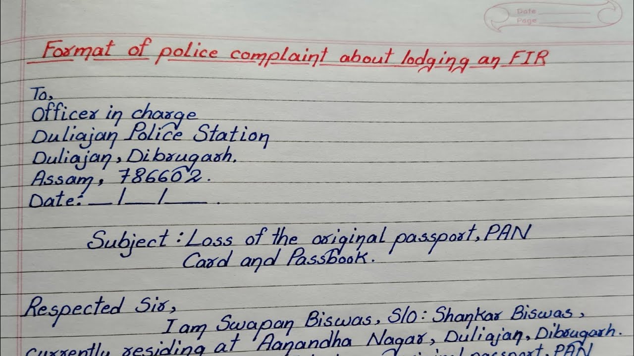Application To The Police Station For Missing Documents || How To Write Complaint Letter ||