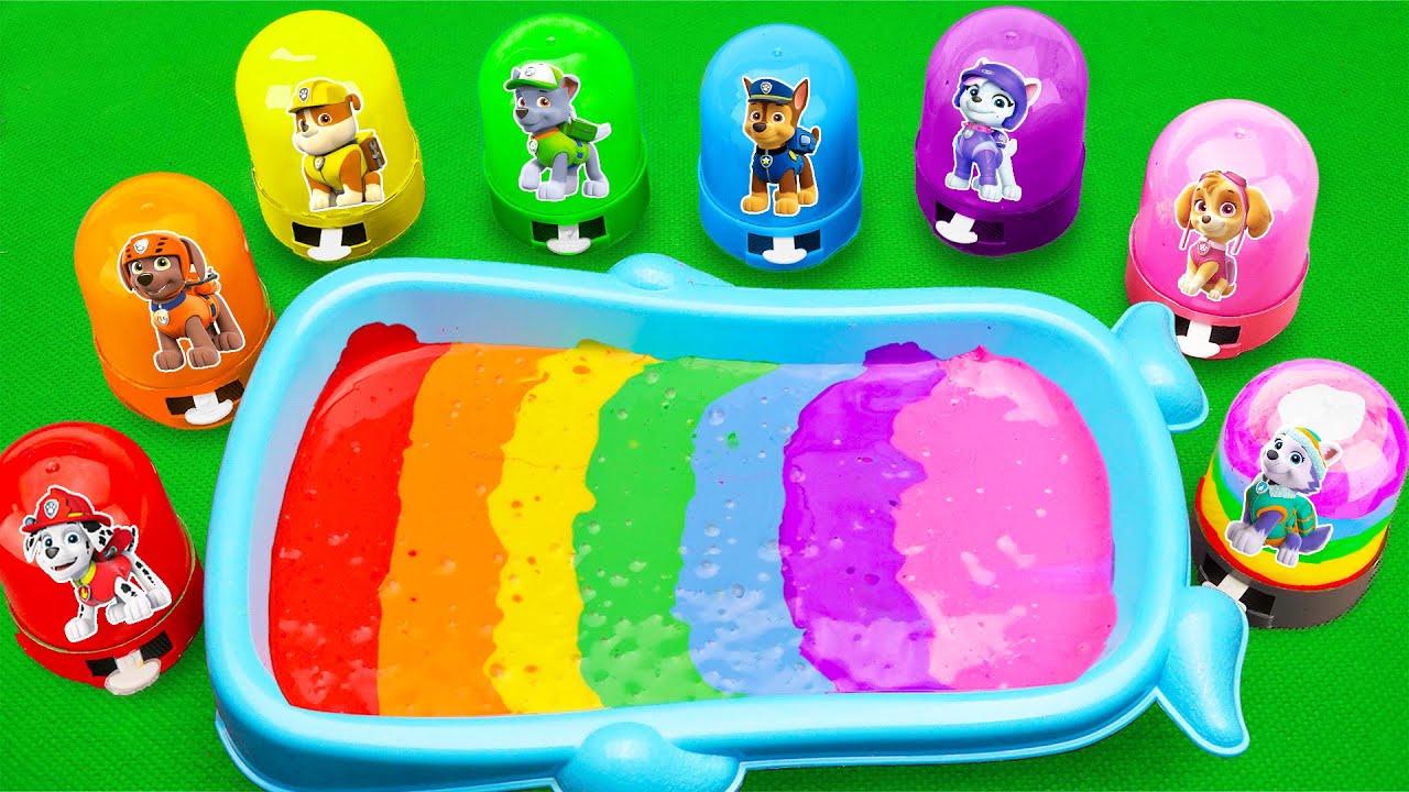 Making Rainbow Bathtub by Mixing All My Slime in PAW Patrol CLAY Coloring! Satisfying ASMR Videos