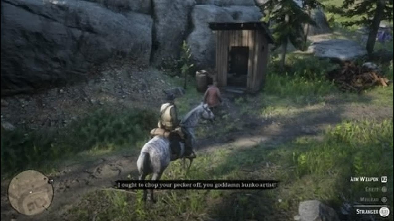 Red Dead Redemption 2 guy gets drowned in porta john for selling fake rhino pills