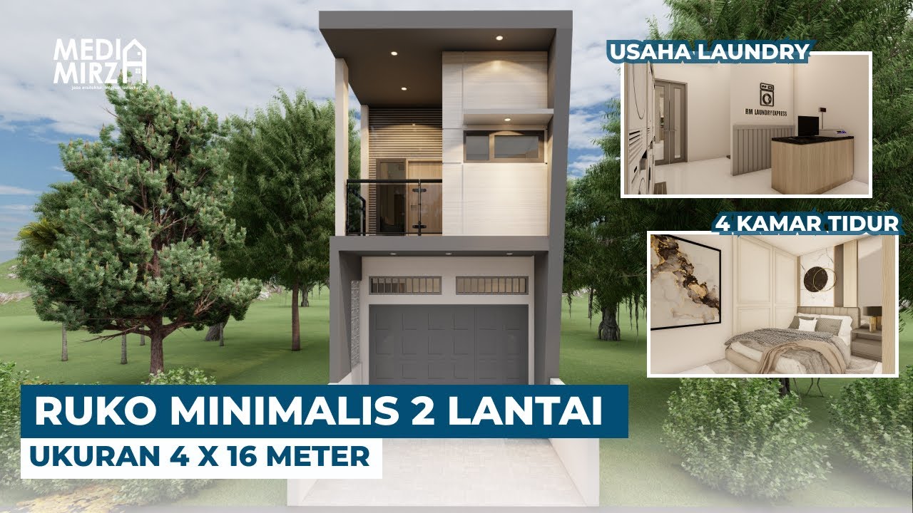 DESAIN RUKO 2 LANTAI UKURAN 4X16 METER