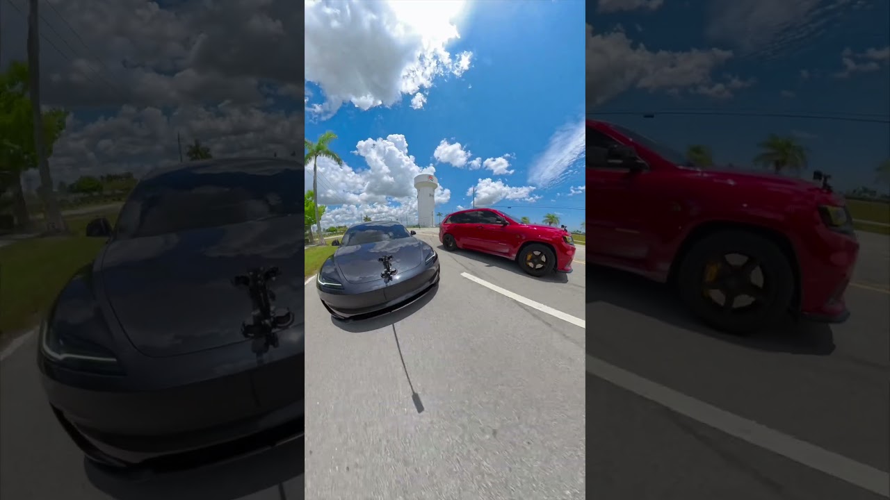 Model 3 Performance vs 850hp Trackhawk!