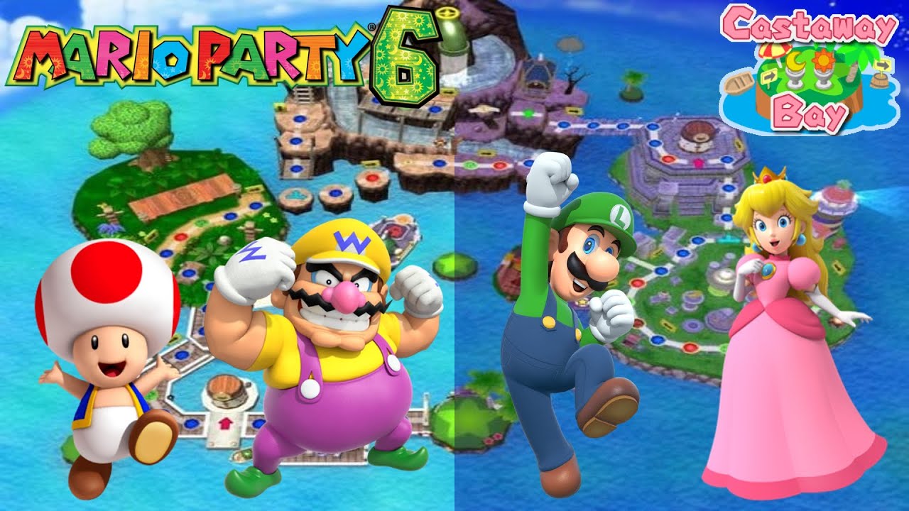 Mario Party 6 - Toad vs Wario vs Luigi vs Peach - Castaway Bay