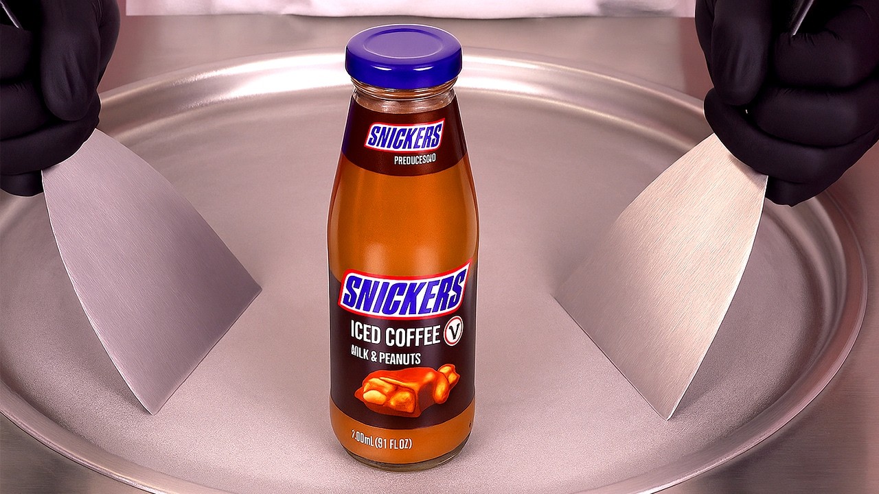 You Won't Believe How EASY It Is to Make Snickers Iced Coffee Ice Cream Rolls | Satisfying ASMR