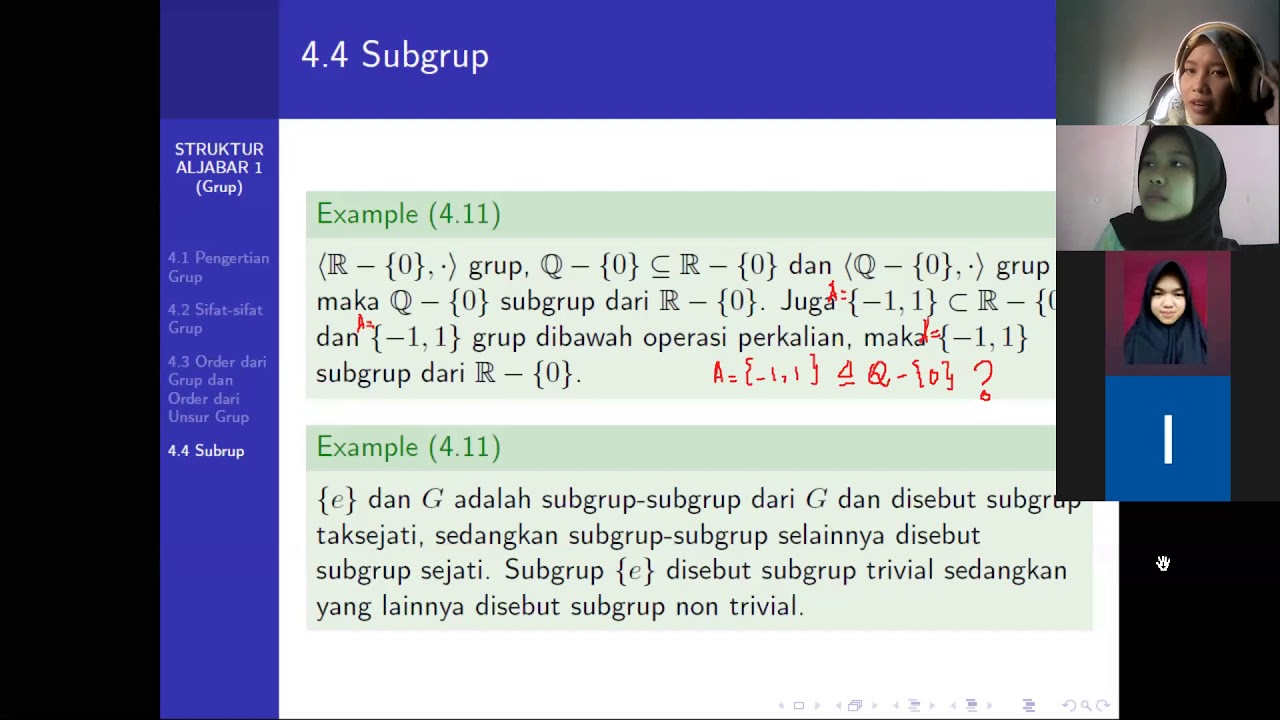 Struktur Aljabar - Subgrup
