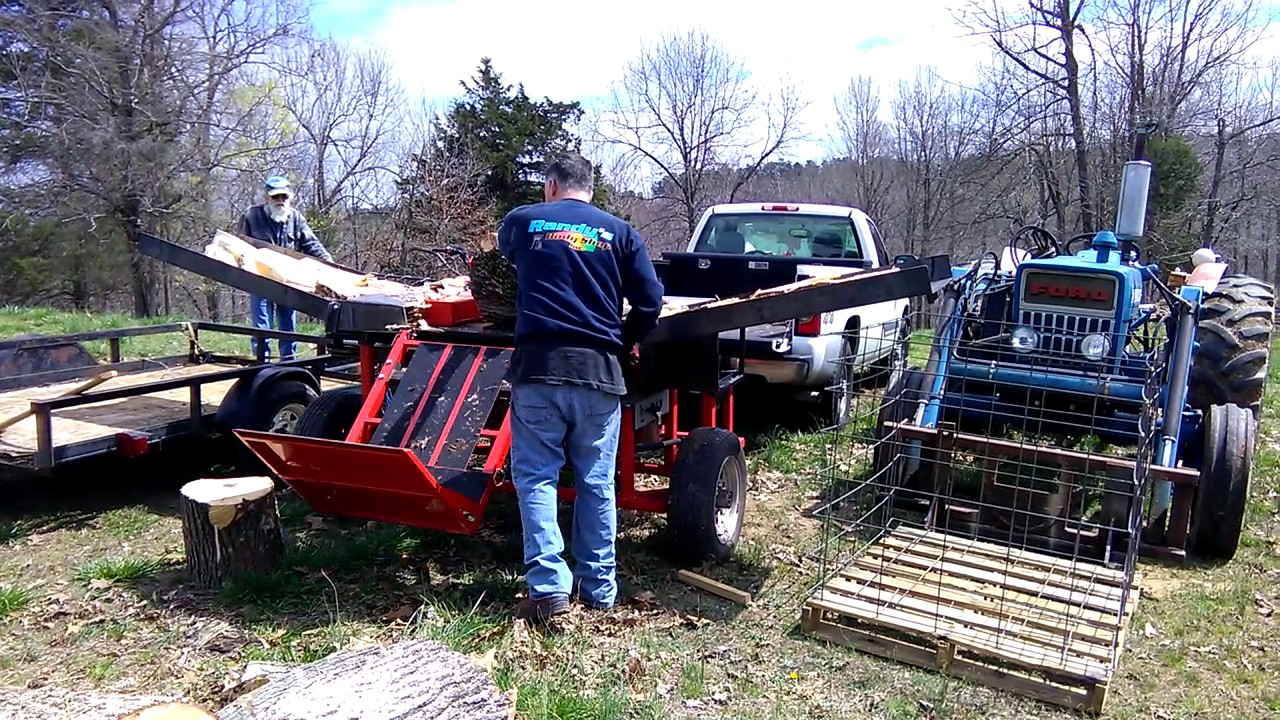 Homemade box wedge log splitter maiden voyage.