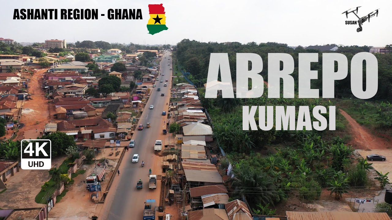 Abrepo Aerial View in Kumasi Ghana 4K