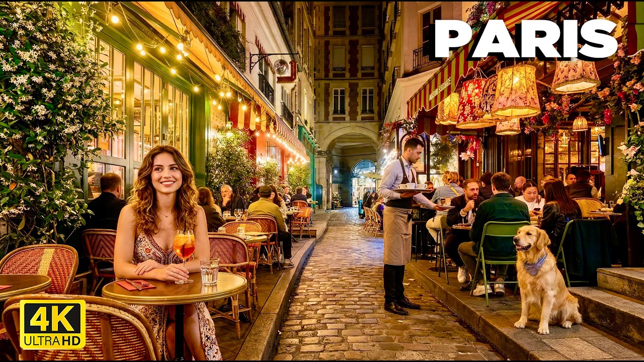 🇫🇷 10 MARCH 2026 Paris Walk 4K60 fps ☀️ Night in Latin Quarter, Beautiful Café, Le Louvre