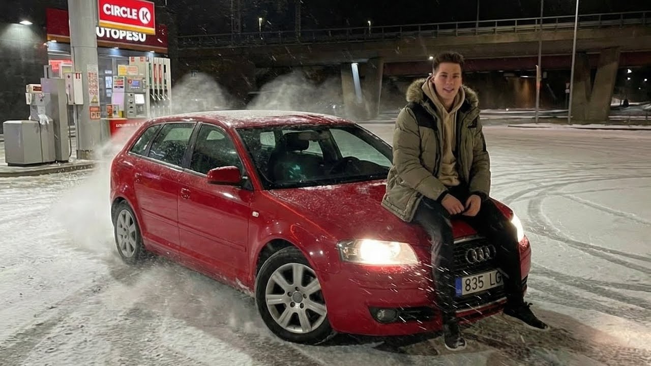 audi a3 покатушки зимний  дрифт