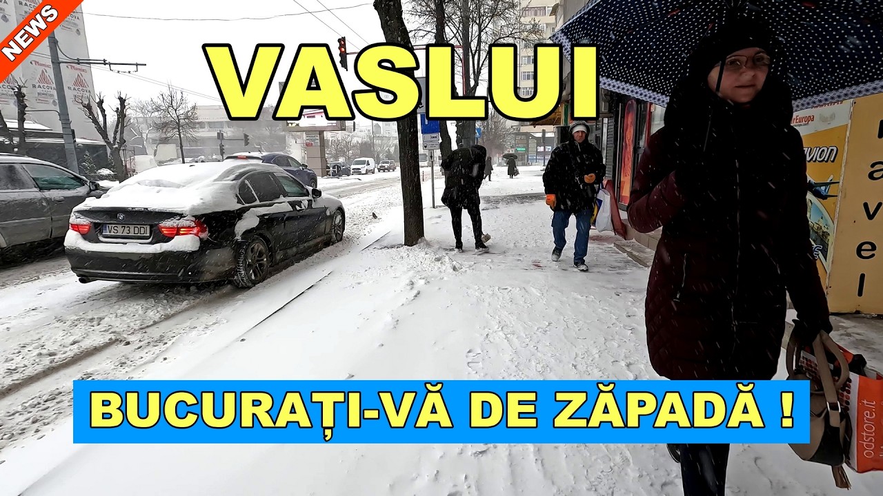 Viscol si vreme rea la VASLUI / Cod portocaliu 18 febr 2026  La pas din Crucea Gării pana la Central