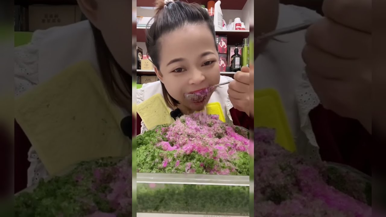 🌈🍚CRISPY COLOUR FULL ICE POWDER EATING ASMR SNOWFLAKE POWDER EATING ASMR 🌈❄️