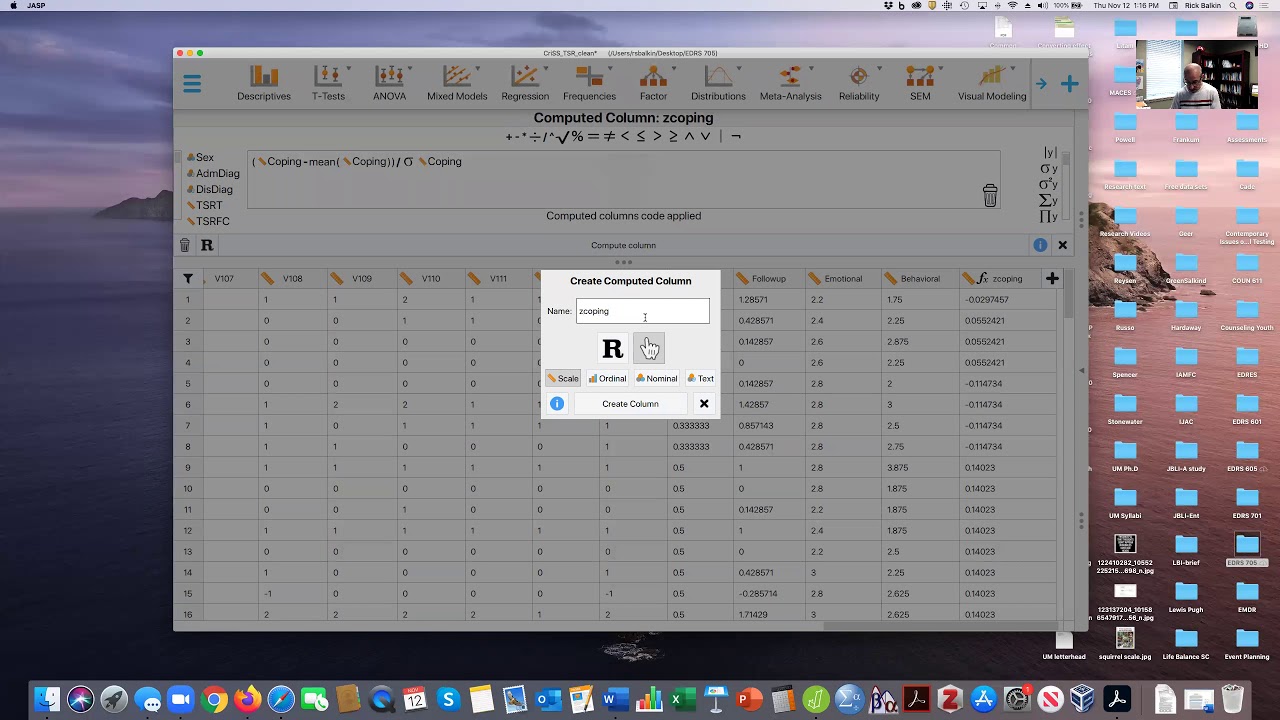 nonlinear regression w JASP