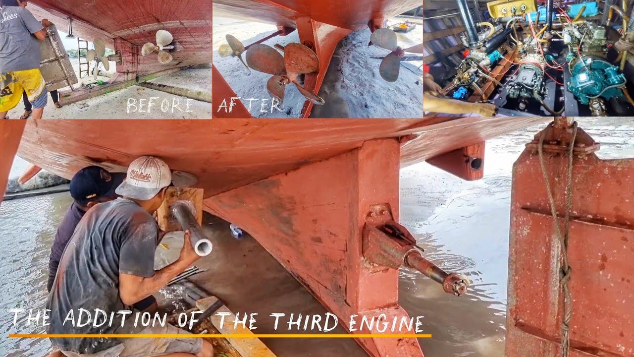 kapal kayu menggunakan tiga unit mesin_berikut tahap pemasangan mesin dan sistem sirkulasi air