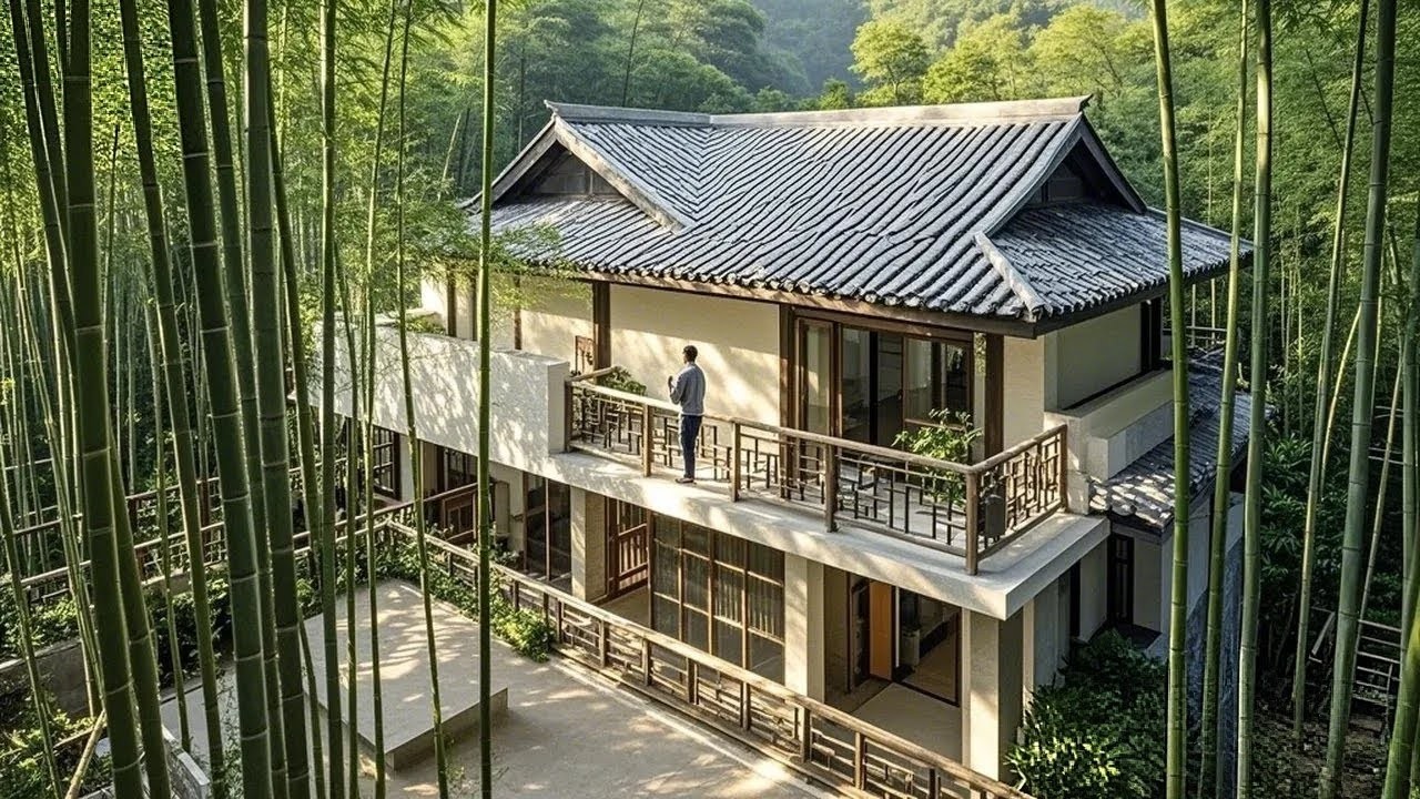 手工搭建 | 中國小夥在竹林深處搭建豪宅，60天二層搭建小樓完成，效果超級震撼 #diy #8bit #野外建造 #homedecor #建造