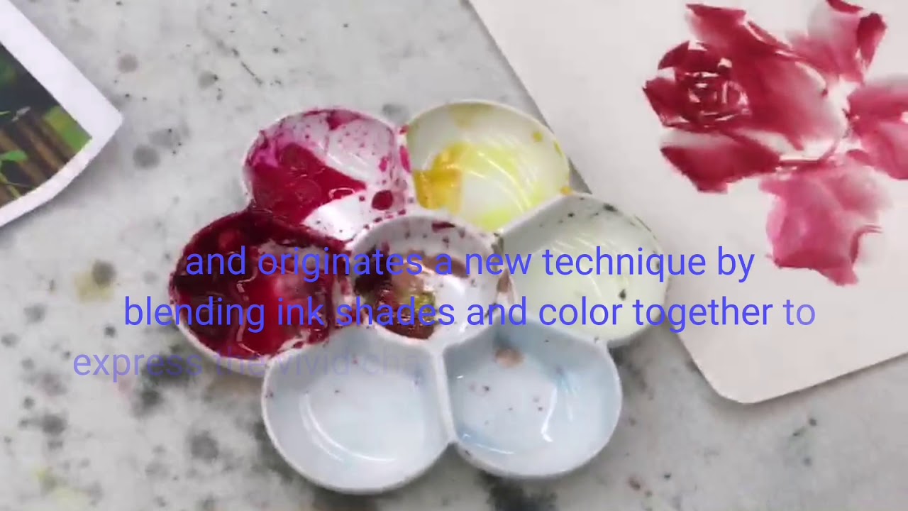 現代國畫陳銘顯 (陈铭显) 寫意玫瑰花示範Modern Chinese Painting