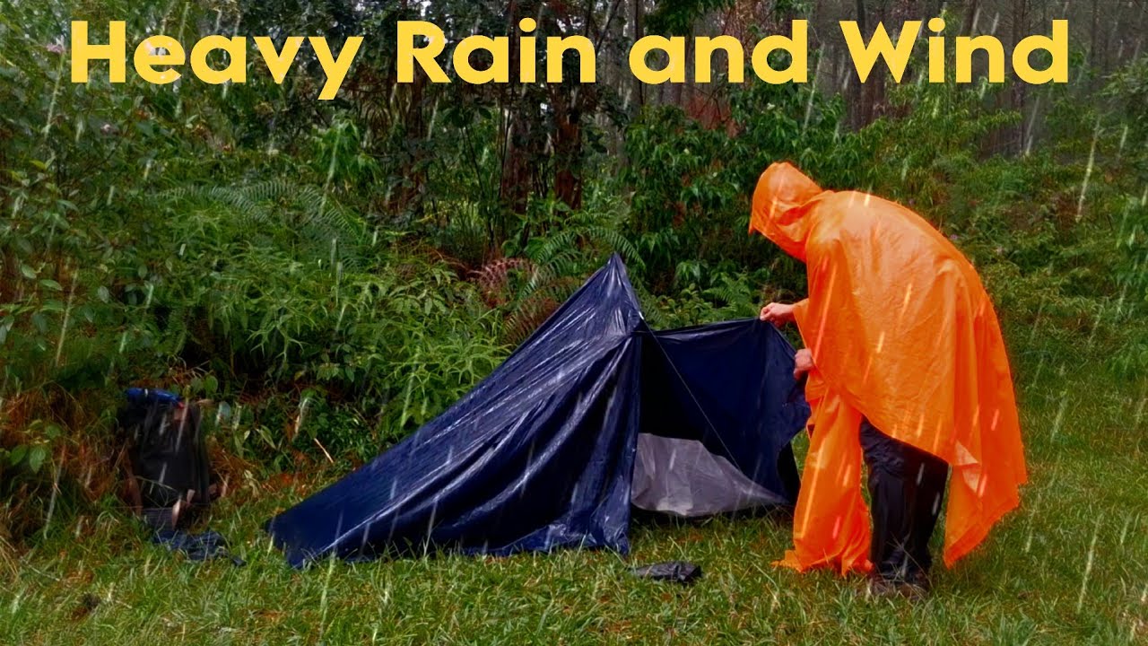 HEAVY RAIN CAMPING With STRONG WINDS‼️Solo Camping in The Rain, Small Tent, Rain Sounds (ASMR)